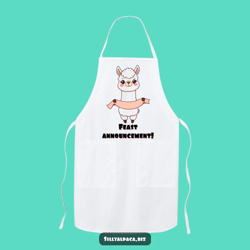 Funny Happy Alpaca Banner Apron - Festive Kitchen Gift