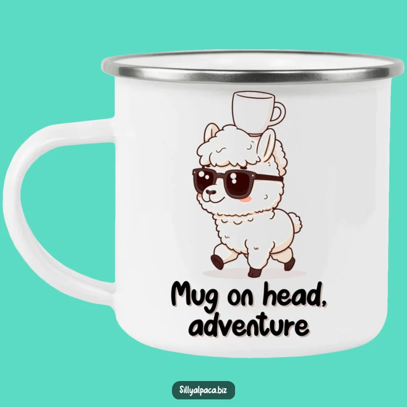 Funny Alpaca Coffee Headstand Enamel Mug: Adventure & Motivation