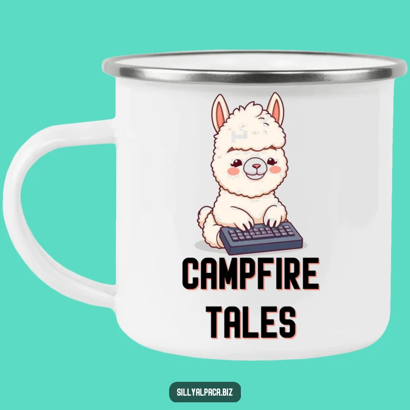Funny Alpaca Typing Camping Mug: Stay Connected Hilariously
