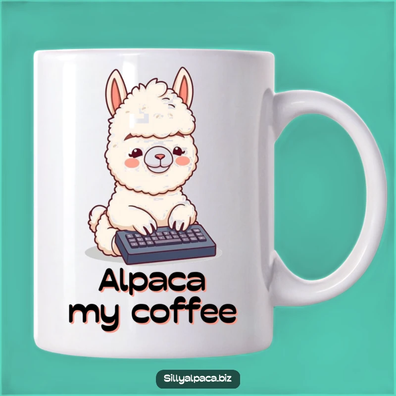 Funny Alpaca Typing Mug: Hilarious Gift for Digital Nomads