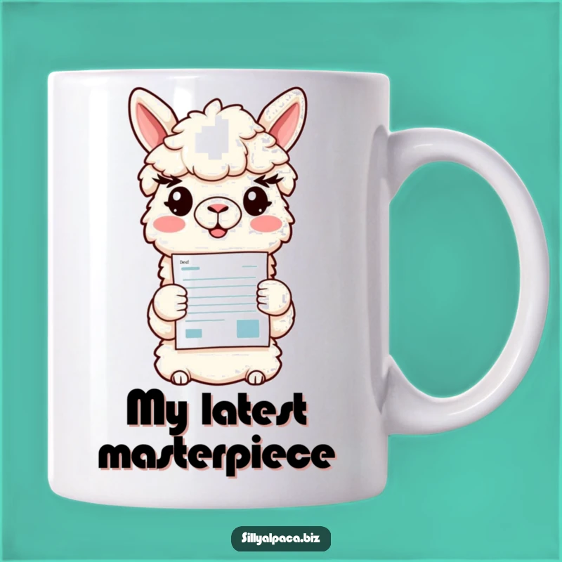 Funny Alpaca Document Mug: Cheerful Presentation Gift - Hilarious Office Humor