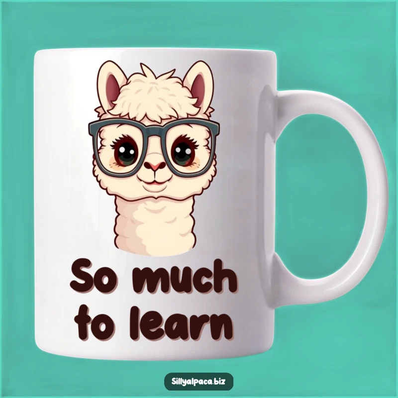 Funny Curious Alpaca Office Glasses Mug - Quirky Character Gift