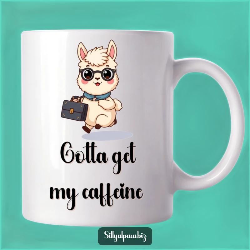Funny Busy Alpaca Briefcase Mug - Go-Getter Character Gift