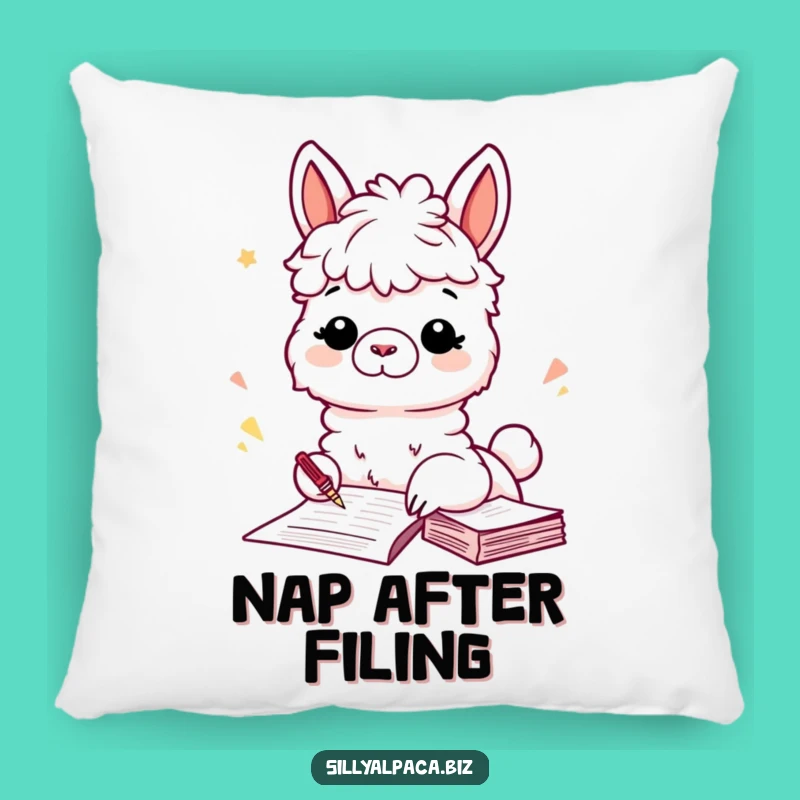 Funny Alpaca Filing Pillow: Comfy Support for the Tidy