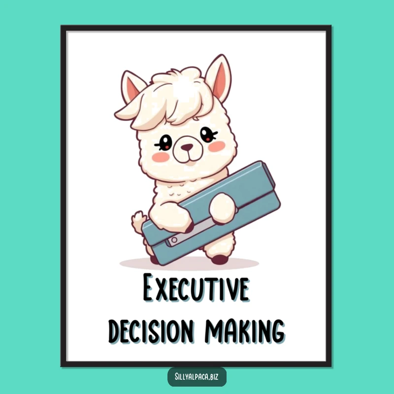 Funny Alpaca Stapler Struggle Digital Art: Instant Hilarious Office Decor