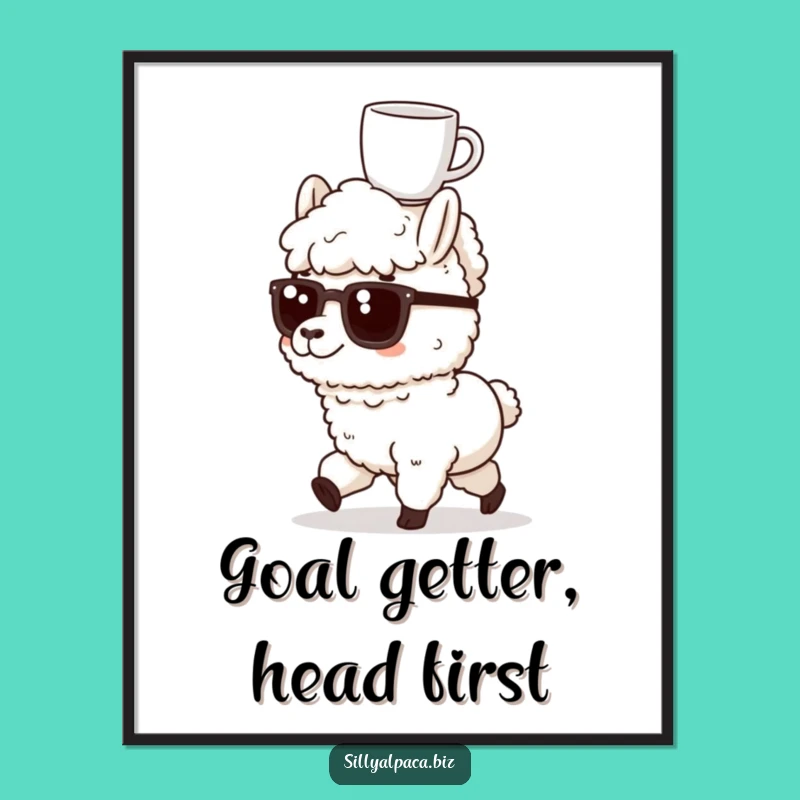 Funny Alpaca Coffee Headstand Digital Art: Instant Motivational Decor