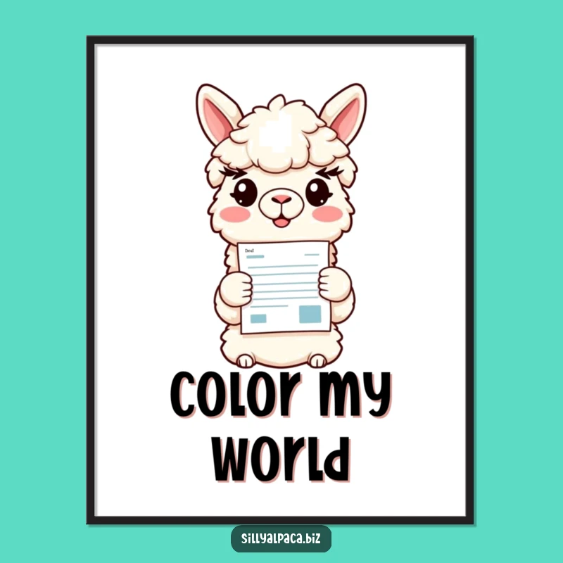 Funny Alpaca Digital Art: Document Presentation - Printable Office Humor Decor Gift
