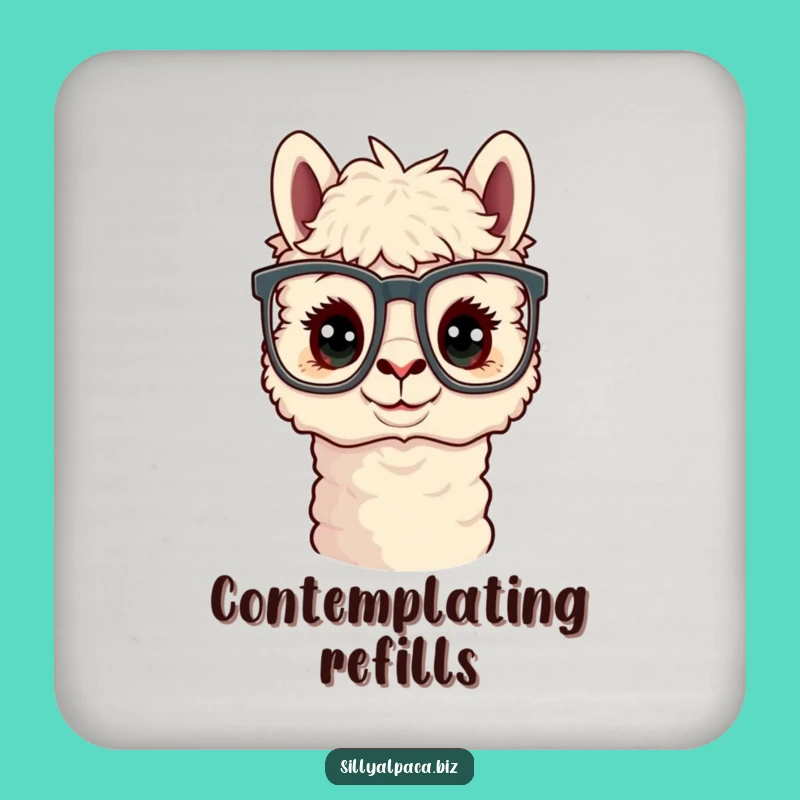 Funny Curious Alpaca Office Glasses Coaster - Desk Decor Gift