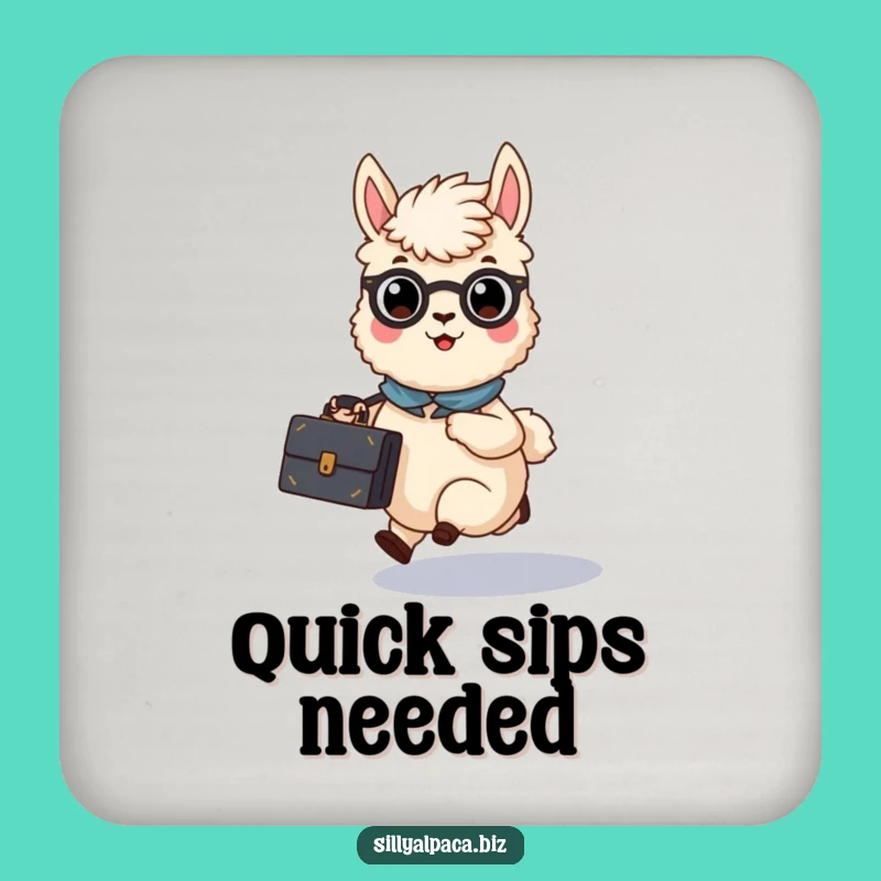 Funny Busy Alpaca Briefcase Coaster - Desk Organizer Gift