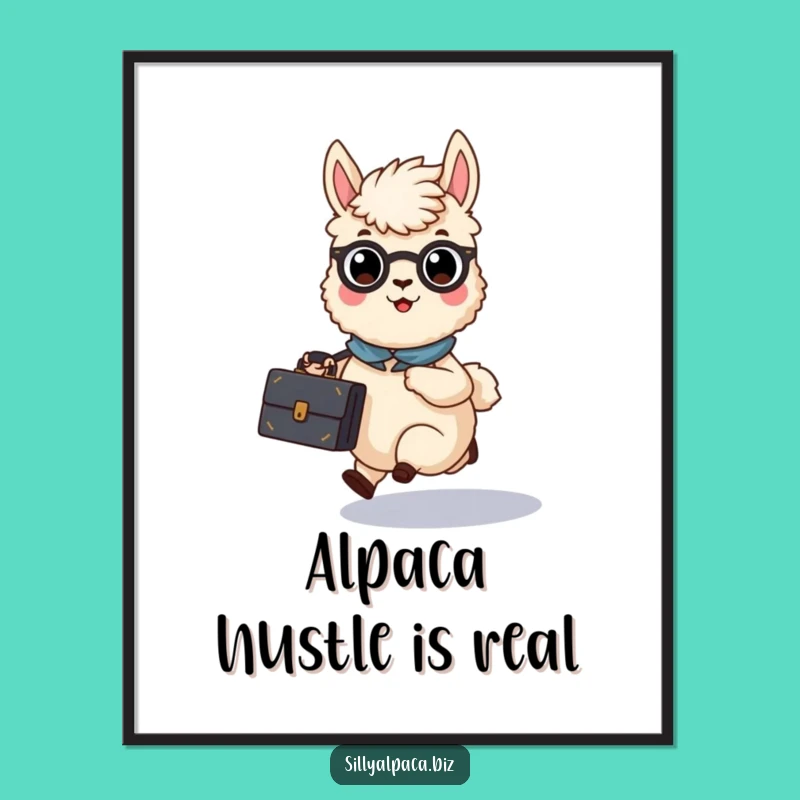 Funny Busy Alpaca Briefcase Poster - Motivational Wall Art Gift