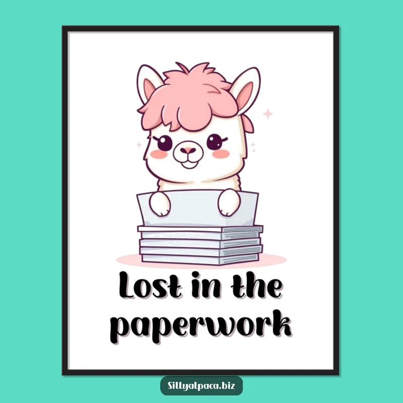 Funny Alpaca Paper Mischief Poster: Playful Wall Art for Your Den