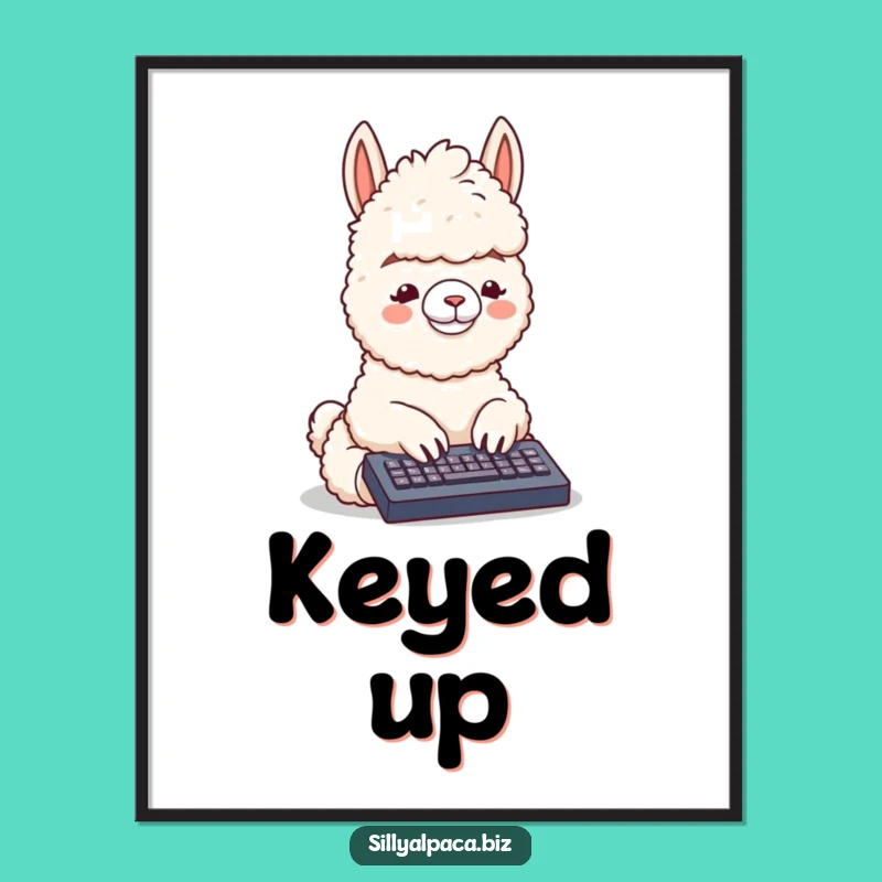 Funny Alpaca Typing Poster: Desktop Delight and Hilarious Art