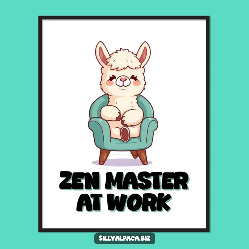 Funny Relaxed Alpaca Poster: Whimsical Lounging Llama Art for a Humorous Home