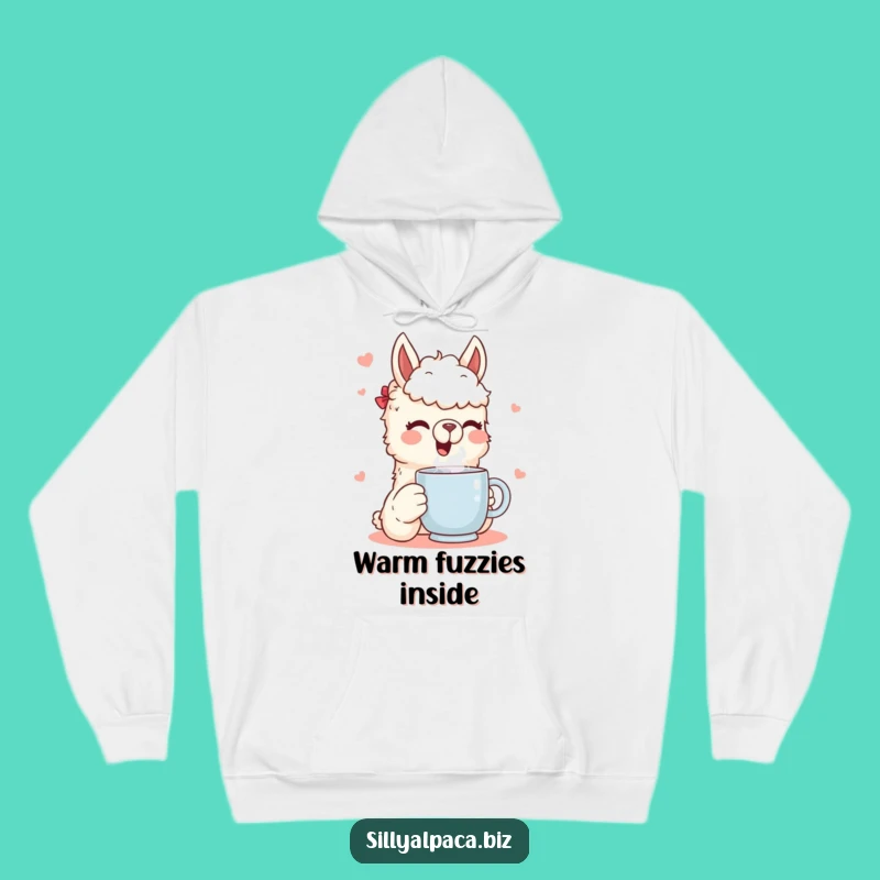 Cozy Funny Alpaca Hoodie: Steaming Mug Character - Warm & Hilarious Gift for All