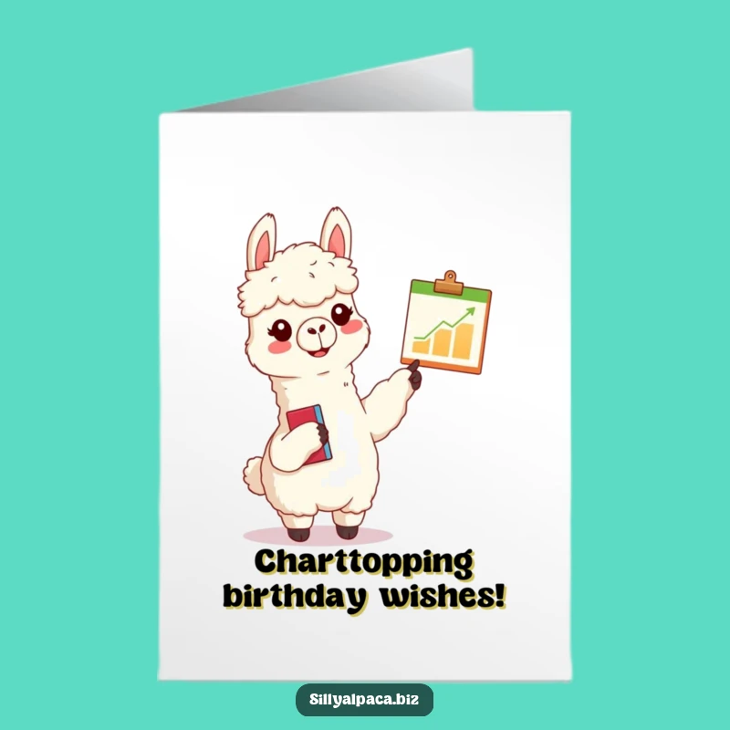 Free Printable Birthday Card: Chart-Pointing Alpaca, Fun Birthday Downloadable Gift