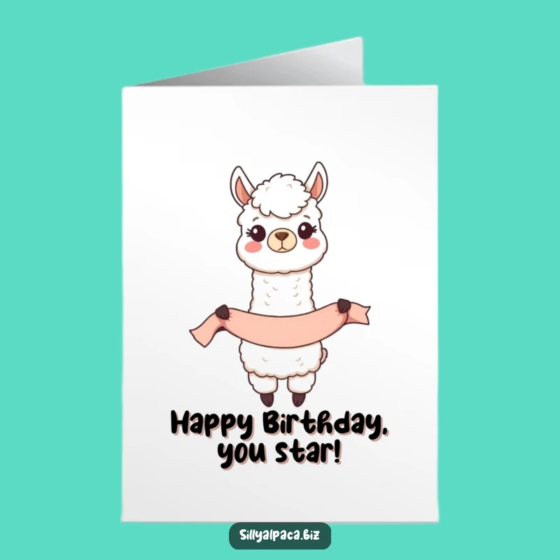 Free Printable Birthday Card: Happy Alpaca Banner Funny Downloadable Gift