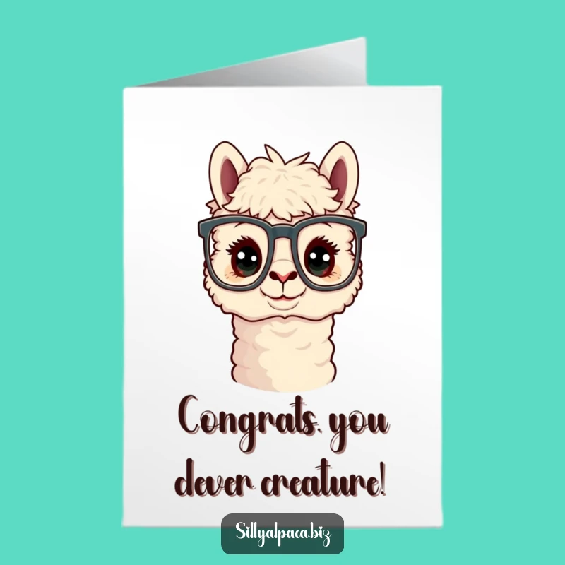 Free Printable Congrats Card: Curious Alpaca Office Funny Downloadable Gift