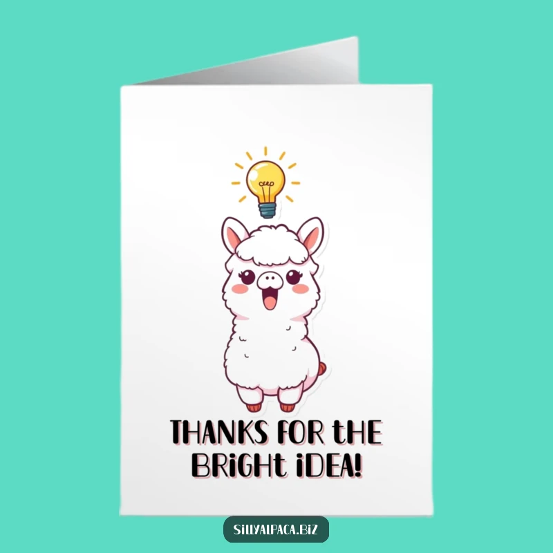 Bright Idea Thanks Card Free Printable: Funny Alpaca Design for Inspired Gratitude