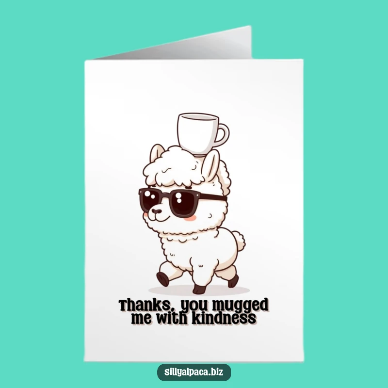 Free Printable Thank You Card: Determined Alpaca Coffee Gratitude Funny Gift