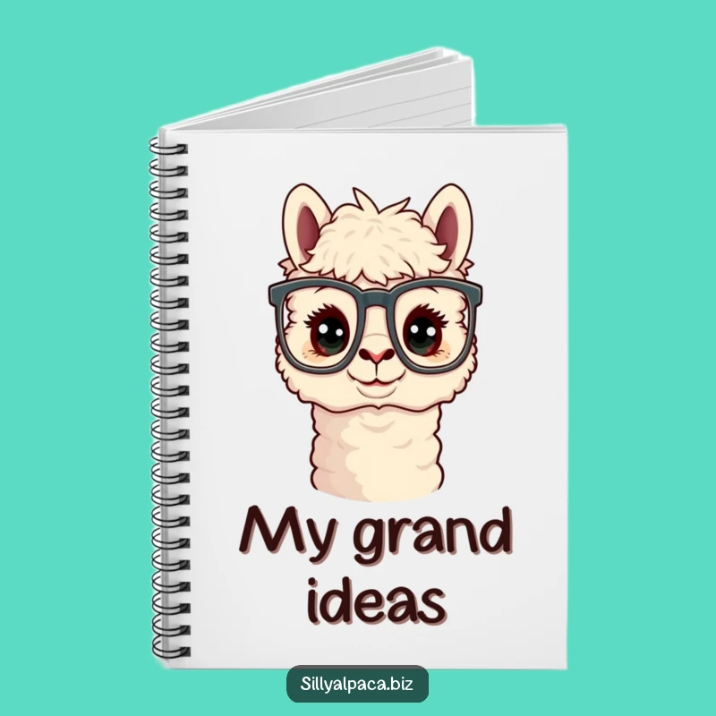 Funny Curious Alpaca Office Glasses Notebook - Study Buddy Gift